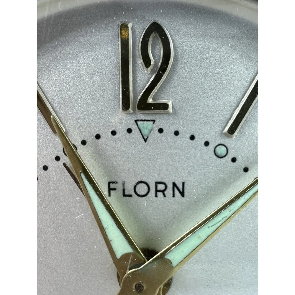 VTG Florn Germany Wood Brass Alarm Clock Luminous Hands Works‎ Intermittently
